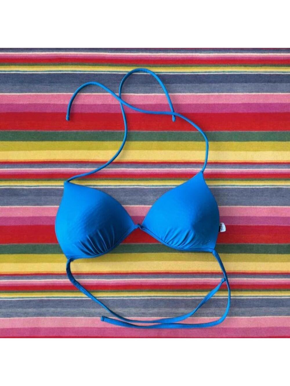 2000s Blue bikini top with tie straps
